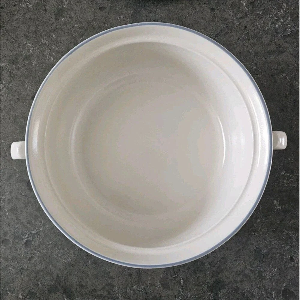 Vintage Cordella Stoneware Covered Casserole Dish Japan Floral Blue Trim 2 Qt
